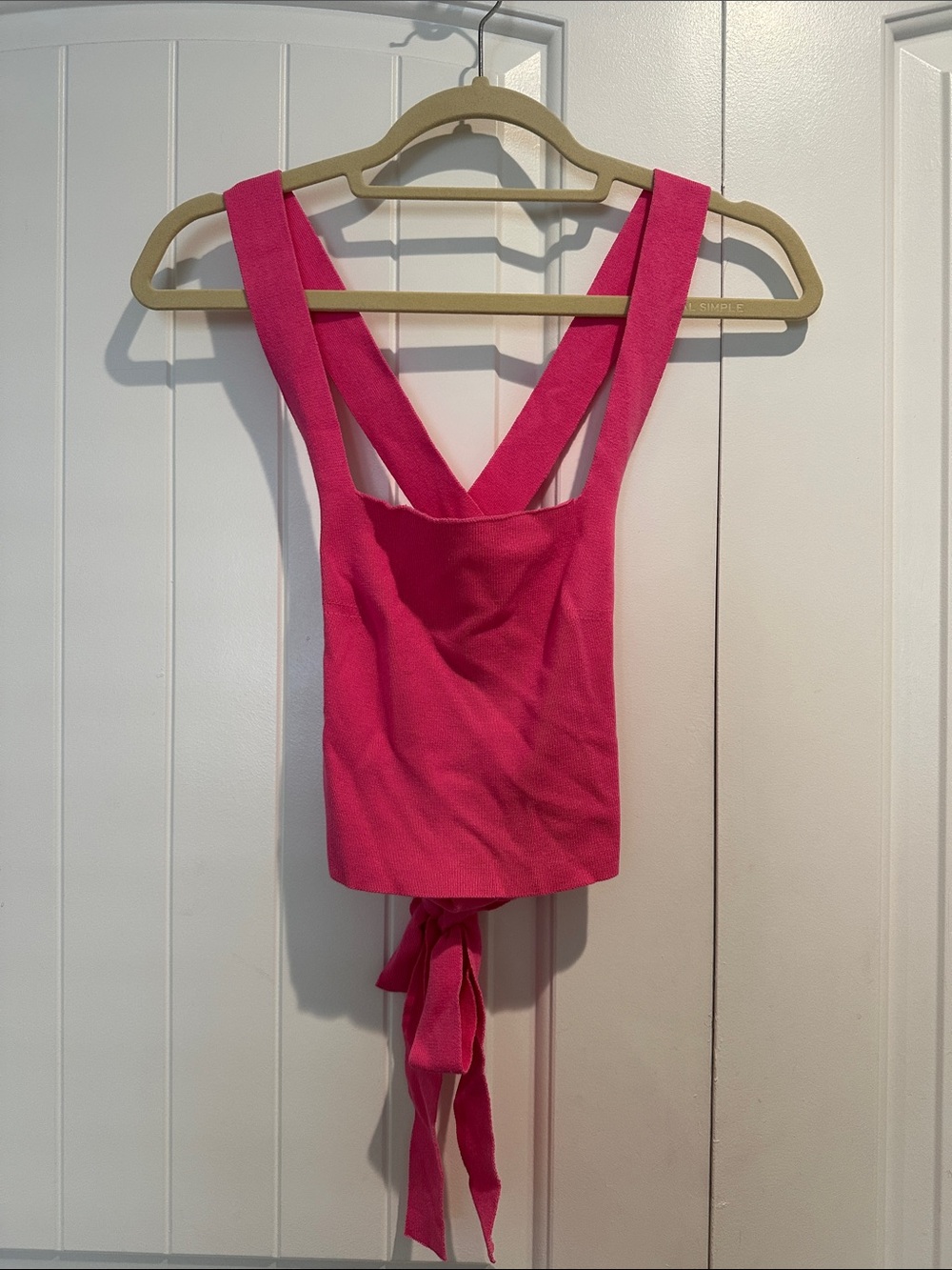 Le Lis Bright Pink Cross-Back Tie Crop Top